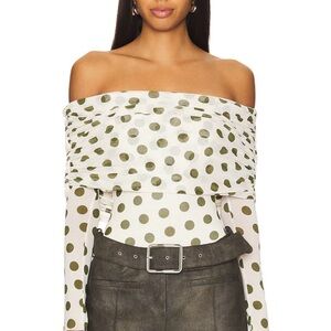 AFRM Polka Dot Off-Shoulder bodysuit
